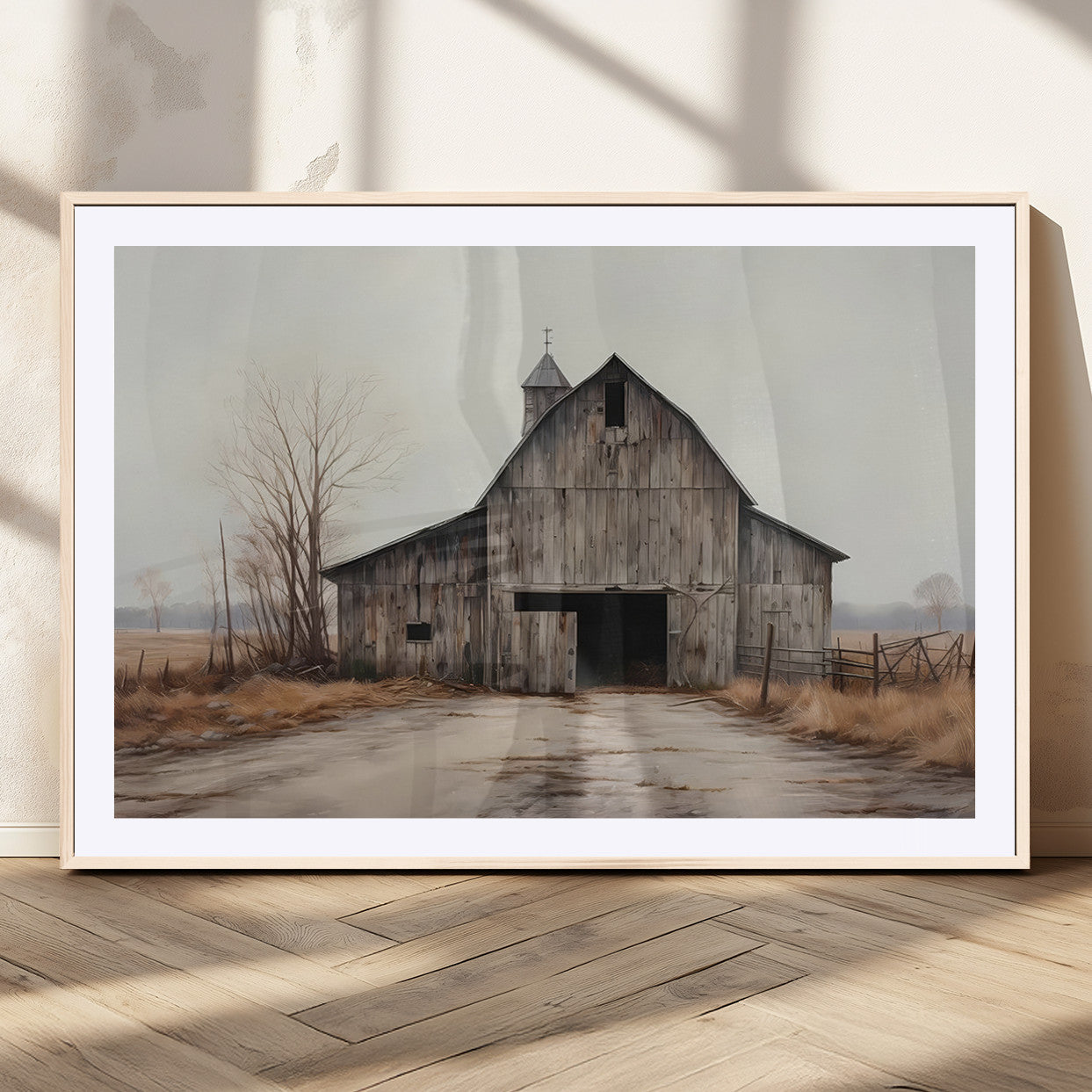 11602-MGV-CV-36X24-Old Barn Wall Art Canvas Print, Framed Rustic Barn Art Picture Print, Old Farmhouse Perfect Rustic Farmhouse Decor Artwork