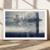 55718-MGC-FP-36x24_Natural-Surreal Cross Wall Art – Spiritual Faith Canvas Print, Abstract Christian Artwork with Modern Religious Symbol for Living Room,