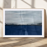 62197-MGV-CV-36X24-Abstract Ocean Wall Art – Minimalist Blue and White Canvas Print, Modern Coastal Seascape Painting for Bedroom, Living Room or