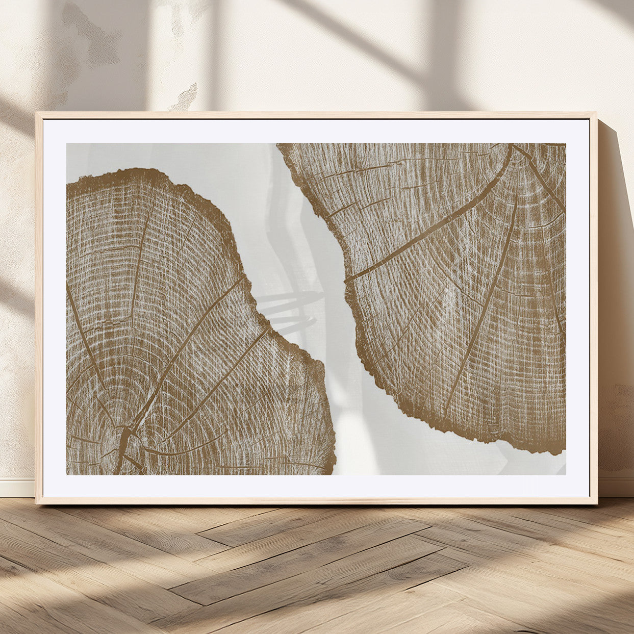 99692-MGV-CV-36X24-Tree Ring Linocut Wall Art Canvas Print, Framed Wood Cut Art Picture Print, Tree Rings Perfect Minimalist Rustic Decor Artwork