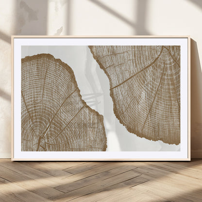 99692-MGV-CV-36X24-Tree Ring Linocut Wall Art Canvas Print, Framed Wood Cut Art Picture Print, Tree Rings Perfect Minimalist Rustic Decor Artwork