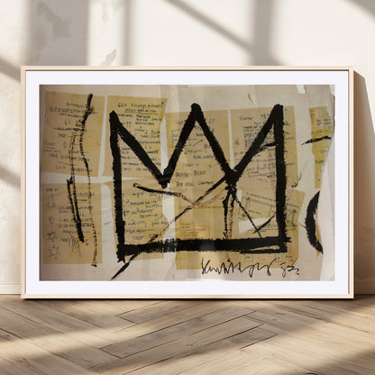 37215-MGC-FP-36x24_Natural-Abstract Crown Wall Art – Urban Graffiti Style Canvas Print Modern Street Art Design, Bold Contemporary Decor for Living Room,