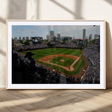 34859-MGC-FP-36x24_Natural-Wrigley Field Wall Art Canvas Print, Framed Chicago Cubs Stadium Art Picture Print, Wrigley Stadium Field Perfect Sport Room Decor