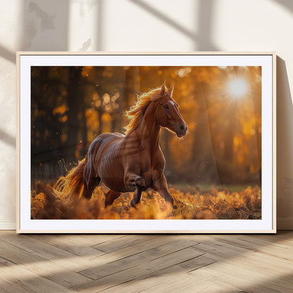 92144-MGC-FP-36x24_Natural-Sunset Horse Wall Art Canvas Print, Framed Horse Barn Art Picture Print, Majestic Horse Perfect Rustic Farmhouse Decor Artwork