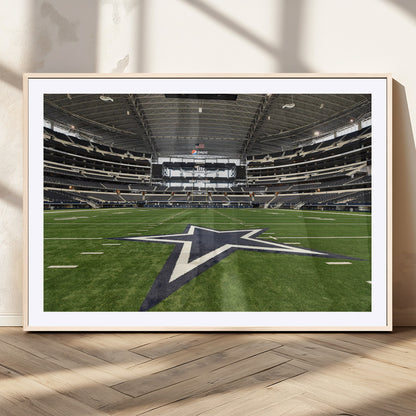 14834-MGC-FP-36x24_Natural-Dallas Att Stadium Wall Art Canvas Print, Framed Texas NFL Stadium Art Picture Print, American Football Stadium Perfect Sports