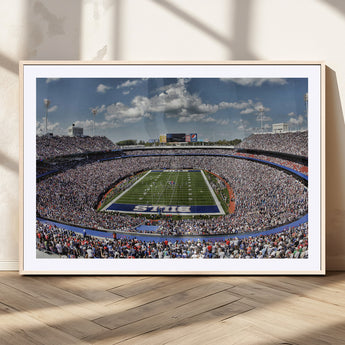 76491-MGC-FP-36x24_Natural-Buffalo Bills Stadium Wall Art Canvas Print, Framed Bills Stadium Art Picture Print, Highmark Stadium Perfect Sport Room Decor