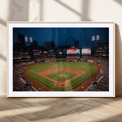 38612-MGC-FP-36x24_Natural-Busch Stadium Wall Art Canvas Print, Framed Missouri Stadium Art Picture Print, Busch Stadium Field Perfect Sports Room Decor