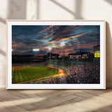 66781-MGC-FP-36x24_Natural-Baseball Stadium Wall Art – Canvas Print Evening Game Field Packed Crowd Sunset Sky Sports Photography, Dynamic Decor for Game