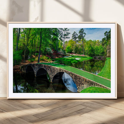 57655-MGC-FP-36x24_Natural-Golf Course Wall Art – Canvas Print Scenic Green Fairway Stone Bridge Water Reflection Landscape, Classic Sports Decor for Office,