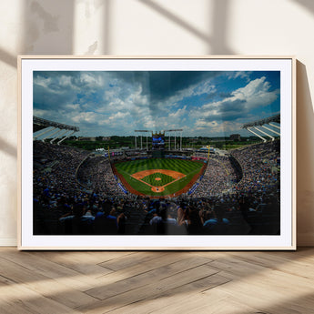 37127-MGV-CV-36X24-Kauffman Stadium Wall Art Canvas Print, Framed Kansas City Royals Field Art Picture Print, Baseball Stadium Perfect Sport Room