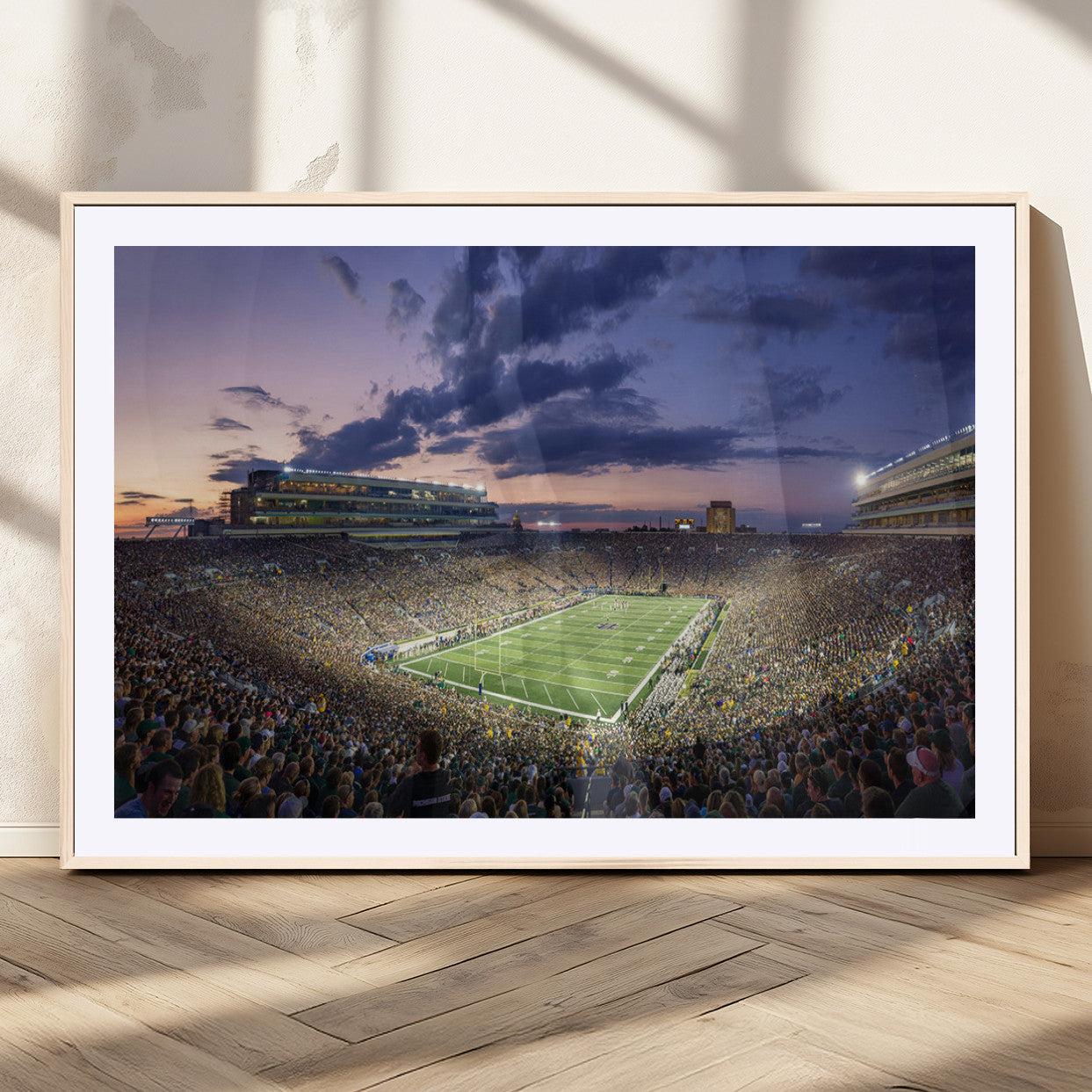 50825-MGV-CV-36X24-Notre Dame Stadium Wall Art Canvas Print, Framed Indiana Stadium Art Picture Print, Football Stadium Perfect Sports Room Decor