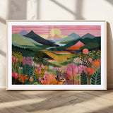 99638-MGC-FP-36x24_Natural-Sunset Meadow Wall Art – Panoramic Mountain Landscape with Wildflowers Canvas Print, Vibrant Nature Decor for Living Room, Bedroom