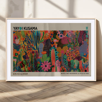40791-MGV-CV-36X24-Kusama Inspired Wall Art – Vibrant Abstract Floral Jungle Canvas Print, Bold Pop Art Botanical Decor for Living Room, Bedroom, or
