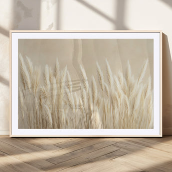 81444-MGC-FP-36x24_Natural-Pampas Grass Wall Art Canvas Print, Framed Beige Pampas Grass Art Picture Print, Minimalist Beige Perfect Minimalist Nature Decor