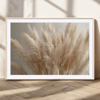50300-MGV-CV-36X24-Pampas Grass Wall Art Canvas Print, Framed Minimalist Pampas Grass Art Picture Print, Beige Pampas Grass Perfect Minimalist Boho