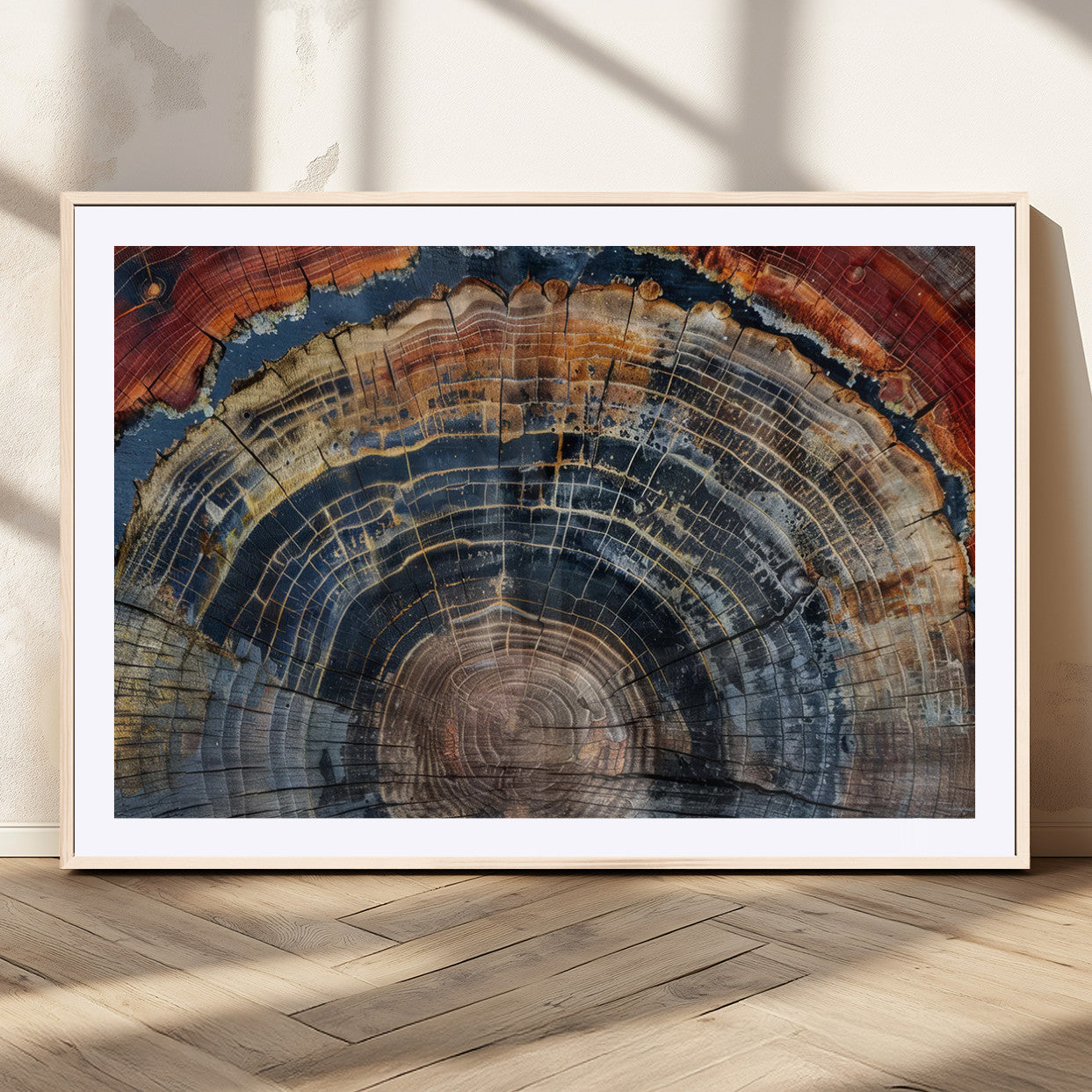 63519-MGV-CV-36X24-Tree Ring Wall Art – Rustic Nature Wood Grain Canvas Print, Abstract Natural Texture Artwork Poster for Living Room, Bedroom,