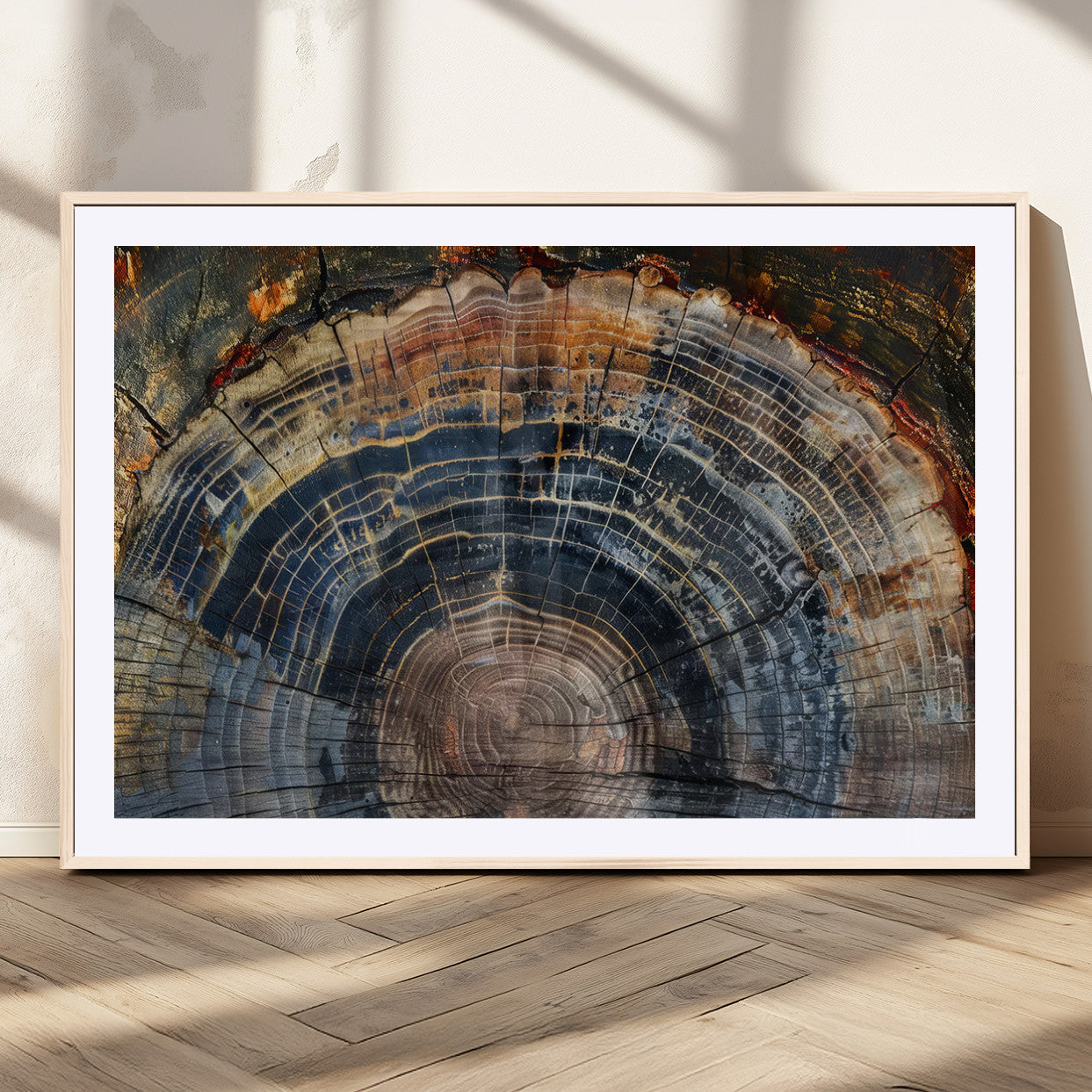 16193-MGC-FP-36x24_Natural-Tree Ring Wall Art – Abstract Wood Grain Canvas Print, Rustic Nature Texture Artwork Poster for Living Room, Bedroom, Office,