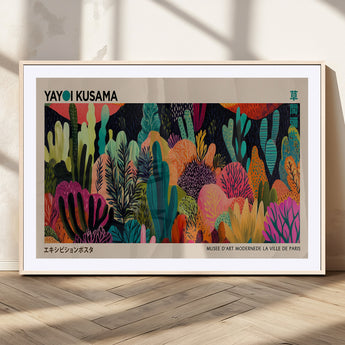 45711-MGC-FP-36x24_Natural-Yayoi Kusama Wall Art Canvas Print, Framed Abstract Yayoi Kusama Art Picture Print, Japanese Wabi Sabi Perfect Modern Abstract