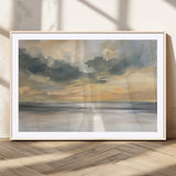 45544-MGV-CV-36X24-Ocean Sunset Wall Art – Serene Seascape Canvas Print with Golden Sky and Calm Water, Coastal Beach Artwork for Living Room,