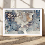 51497-MGV-CV-36X24-Abstract Blue and Gold Wall Art – Modern Fluid Ink Style Canvas Print, Elegant Contemporary Decor for Living Room, Office