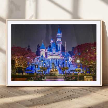 66710-MGV-CV-36X24-Enchanted Castle Wall Art – Magical Night Scene Canvas Print with Glowing Lights, Fantasy Architecture Artwork for Living Room,