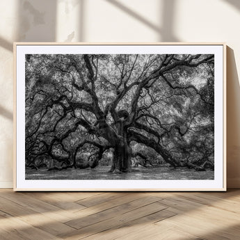 132944706-MGV-CV-36X24-Ancient Tree Wall Art – Black and White Photography Canvas Print Featuring Majestic Twisting Branches, Rustic Nature Artwork for