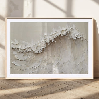 45175-MGC-FP-36x24_Natural-Textured Wave Wall Art Canvas Print, Framed Minimal Seascape Art Picture Print, Elegant Wave Perfect Modern Coastal Decor Artwork