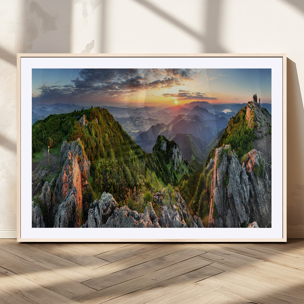 51582565-MGV-CV-36X24-Mountain Sunrise Panorama Wall Art – Scenic Landscape Canvas Print, Hiking Adventure Nature Photography, Large Mountain Range Wall