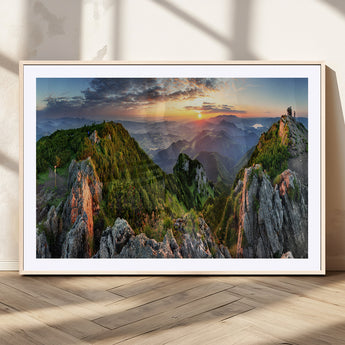 51582565-MGV-CV-36X24-Mountain Sunrise Panorama Wall Art – Scenic Landscape Canvas Print, Hiking Adventure Nature Photography, Large Mountain Range Wall