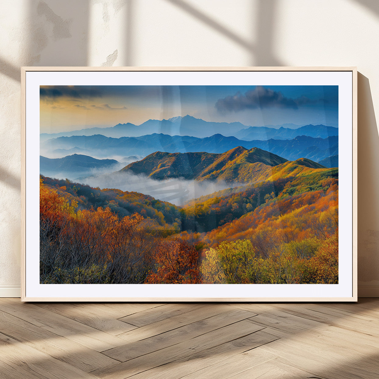 86772247-MGV-CV-36X24-Autumn Mountains Wall Art Canvas Print, Framed Fall Foliage Art Picture Print, Vibrant Hills Perfect Vibrant Nature Decor Artwork