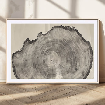 98921313-MGC-FP-36x24_Natural-Tree Ring Wall Art Canvas Print, Framed Wood Slice Art Picture Print, Minimalist Wood Perfect Rustic Academic Decor Artwork