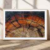 65909987-MGV-CV-36X24-Rustic Tree Ring Wall Art – Nature Inspired Wooden Texture Canvas Print, Modern Abstract Artwork for Living Room, Bedroom, Office