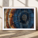 60099360-MGC-FP-36x24_Natural-Blue Tree Ring Wall Art – Rustic Wood Grain Canvas Print, Modern Abstract Artwork with Natural Texture for Living Room, Bedroom,