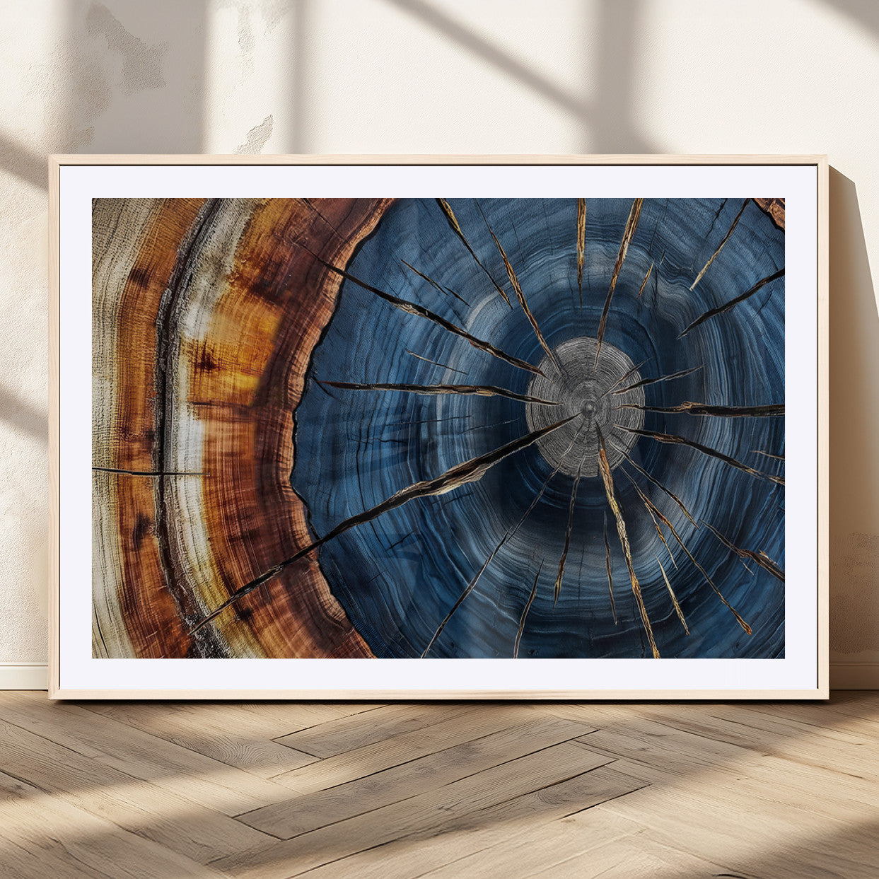 45268471-MGC-FP-36x24_Natural-Rustic Tree Ring Wall Art – Natural Wood Texture Canvas Print, Abstract Tree Stump Farmhouse Decor for Log Cabin, Wooden House or