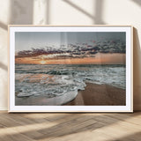 40632752-MGC-FP-36x24_Natural-Ocean Sunset Wall Art Canvas Print, Framed Beach Waves Art Picture Print, Coastal Scene Perfect Coastal Decor Artwork