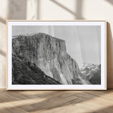 39393420-MGC-FP-36x24_Natural-El Capitan Wall Art Canvas Print, Framed Yosemite Cliff Art Picture Print, Monochrome Mountain Perfect Monochrome Sierra Decor