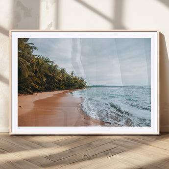88125882-MGC-FP-36x24_Natural-Tropical Shoreline Wall Art Canvas Print, Framed Palm Trees Art Picture Print, Tropical Ocean Perfect Tropical Coastal Decor