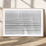 66534476-MGC-FP-36x24_Natural-Lone Surfer Wall Art Canvas Print, Framed Ocean Waves Art Picture Print, Minimal Sea Perfect Minimal Coastal Decor Artwork