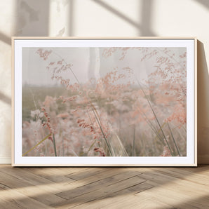79164340-MGC-FP-36x24_Natural-Pastel Grasses Wall Art Canvas Print, Framed Soft Meadow Art Picture Print, Field in Breeze Perfect Pastel Minimal Decor Artwork