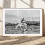 62789800-MGC-FP-36x24_Natural-White Horse Wall Art Canvas Print, Framed Woman Rider Art Picture Print, Equestrian Pose Perfect Western Boho Decor Artwork