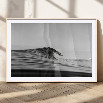 24029476-MGC-FP-36x24_Natural-Black Wave Wall Art Canvas Print, Framed Abstract Surf Art Picture Print, Minimalist Ocean Perfect Minimalist Coastal Decor