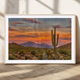 25332783-MGC-FP-36x24_Natural-Saguaro Cactus Wall Art Canvas Print, Framed Arizona Sunset Art Picture Print, Sonoran Desert Perfect Southwestern Boho Decor