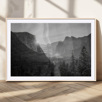 39278955-MGC-FP-36x24_Natural-Yosemite Valley Wall Art Canvas Print, Framed El Capitan Art Picture Print, Misty Mountain Perfect Modern Rustic Decor Artwork