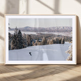 79857868-MGV-CV-36X24-Snowy Mountain Wall Art Canvas Print, Framed Ski Slope Art Picture Print, Winter Forest Perfect Modern Rustic Decor Artwork