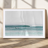 56345117-MGC-FP-36x24_Natural-Minimalist Surfing Wall Art Canvas Print, Framed Ocean Waves Art Picture Print, Soft Ocean Perfect Minimalist Coastal Decor
