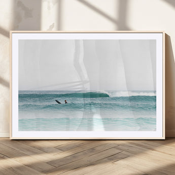 56345117-MGC-FP-36x24_Natural-Minimalist Surfing Wall Art Canvas Print, Framed Ocean Waves Art Picture Print, Soft Ocean Perfect Minimalist Coastal Decor