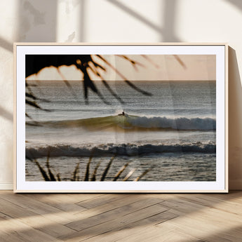 24896468-MGV-CV-36X24-Sunset Surf Wall Art Canvas Print, Framed Golden Waves Art Picture Print, Tropical Ocean Perfect Tropical Boho Decor Artwork