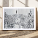 44705668-MGC-FP-36x24_Natural-Winter Forest Wall Art Canvas Print, Framed Snowy Forest Art Picture Print, Ski Lift Perfect Scandinavian Decor Artwork