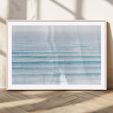 77145995-MGC-FP-36x24_Natural-Ocean Simplicity Wall Art Canvas Print, Framed Surfer on Water Art Picture Print, Light Blue Perfect Coastal Minimalist Decor