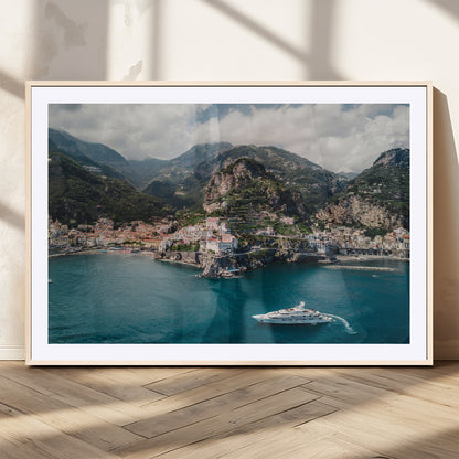 20321590-MGC-FP-36x24_Natural-Amalfi Coast Wall Art Canvas Print, Framed Italy Travel Art Picture Print, Mediterranean Landscape Perfect Mediterranean Coastal